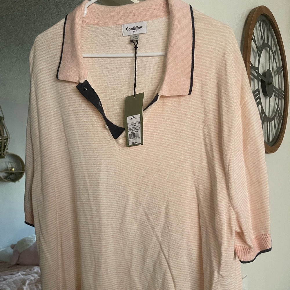 Goodfellow & Co Pink Striped Polo Shirt